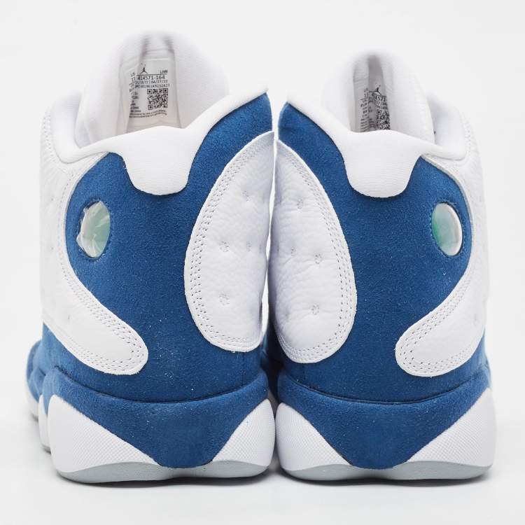 مملوكة مسبقًا Air Jordans Multicolor Leather Jordan 13 Retro French Blue Sneakers Size 47.5