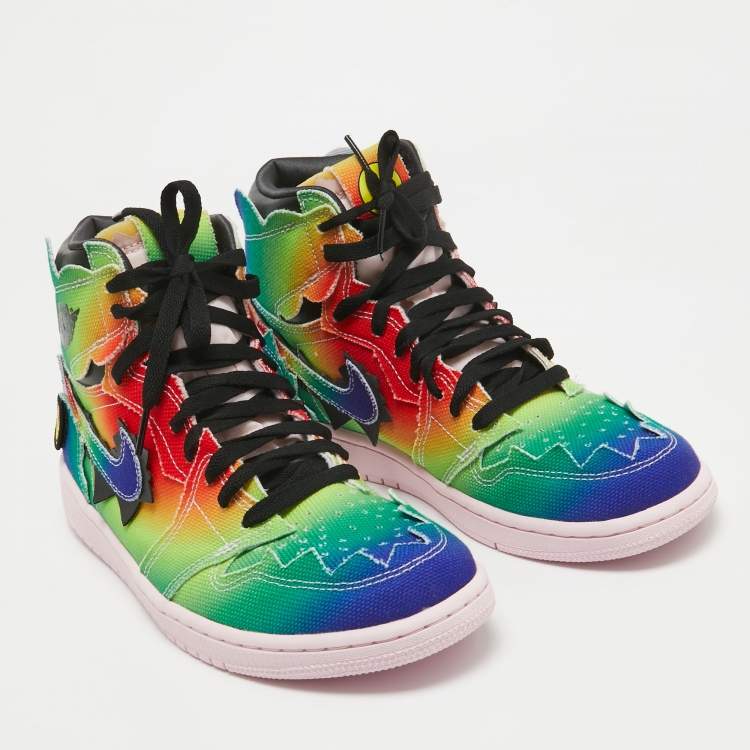 Pre Owned Air Jordans Multicolor Canvas Jordan 1 Retro High J Balvin Sneakers Size 42