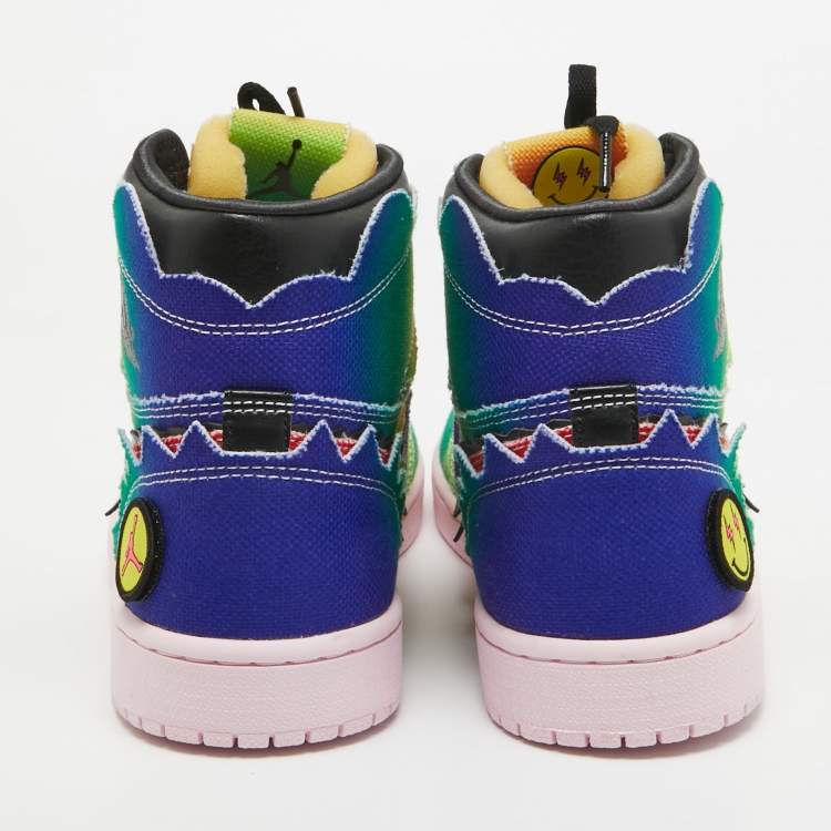 Pre Owned Air Jordans Multicolor Canvas Jordan 1 Retro High J Balvin Sneakers Size 42