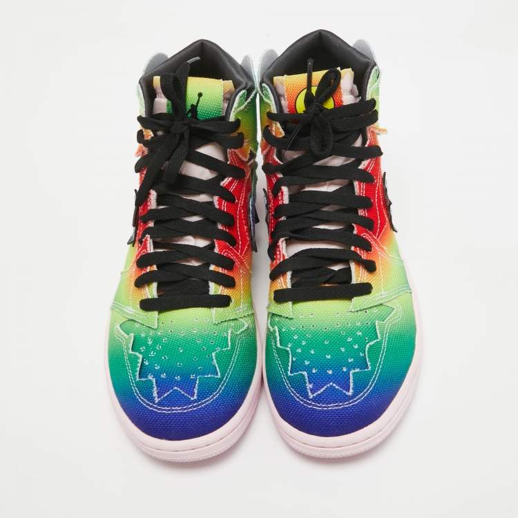 Pre Owned Air Jordans Multicolor Canvas Jordan 1 Retro High J Balvin Sneakers Size 42