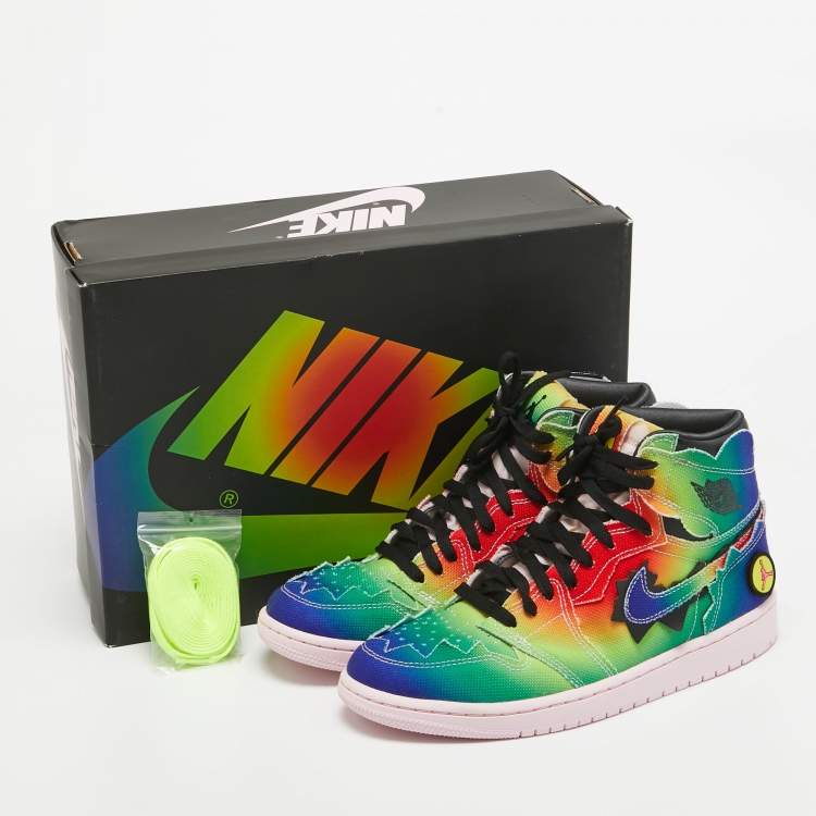 Pre Owned Air Jordans Multicolor Canvas Jordan 1 Retro High J Balvin Sneakers Size 42