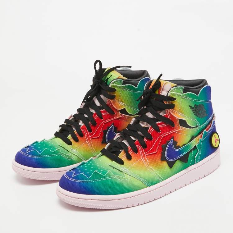 Pre Owned Air Jordans Multicolor Canvas Jordan 1 Retro High J Balvin Sneakers Size 42