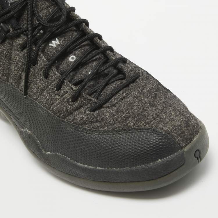 Pre Owned Air Jordans Grey Wool Jordan 12 Retro Sneakers Size 42.5