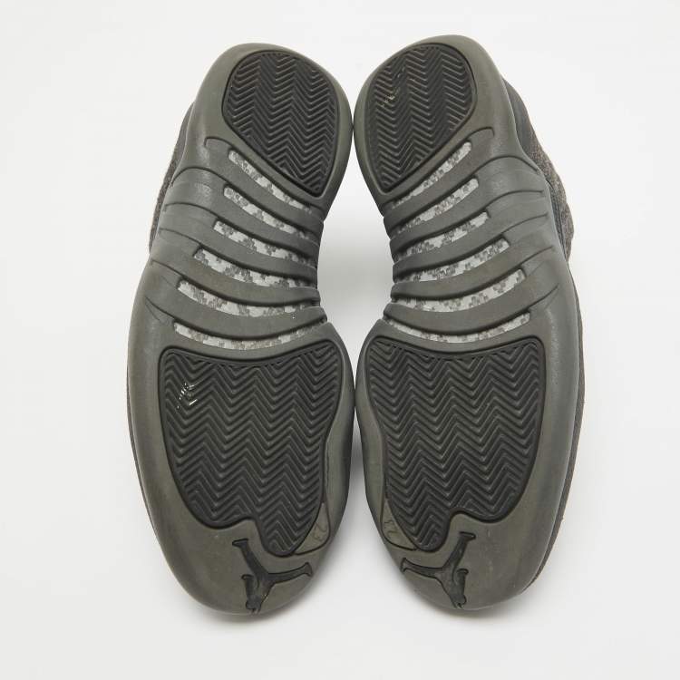 Pre Owned Air Jordans Grey Wool Jordan 12 Retro Sneakers Size 42.5