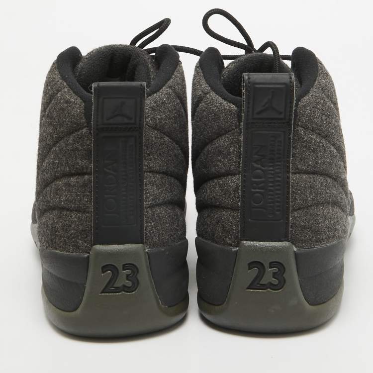 Pre Owned Air Jordans Grey Wool Jordan 12 Retro Sneakers Size 42.5