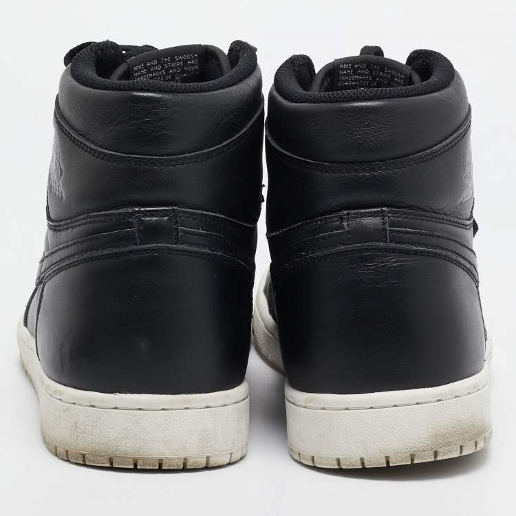 Pre Owned Air Jordan x Nike Black Leather Air Jordan 1 Retro High Sneakers Size 45.5