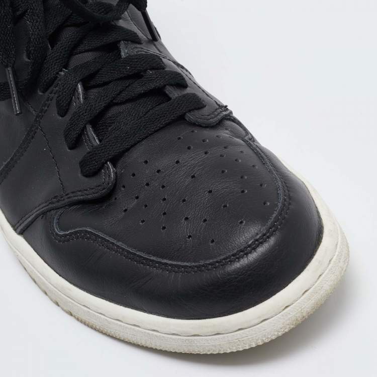 Pre Owned Air Jordan x Nike Black Leather Air Jordan 1 Retro High Sneakers Size 45.5