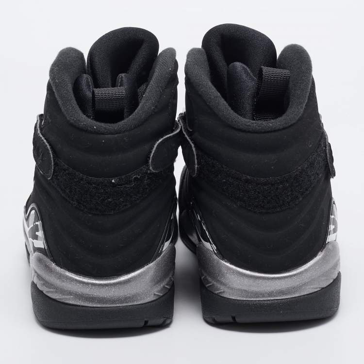 Pre Owned Air Jordan Black Nubuck Leather Jordan 8 Retro Chrome Sneakers Size 45