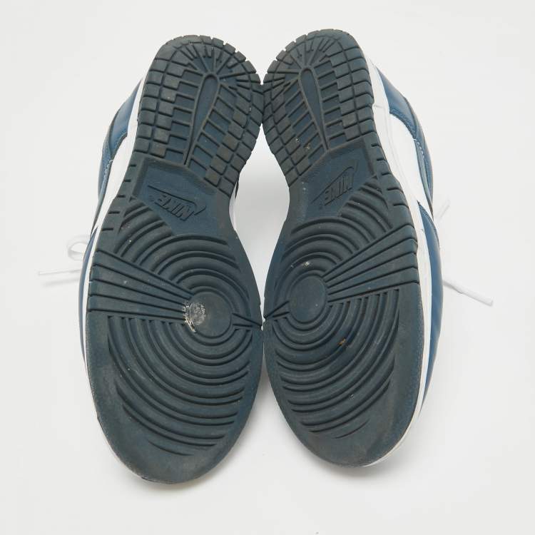 Pre Owned Air Jordans Navy Blue/White Leather Air Jordan i Low Top Sneakers Size 42  