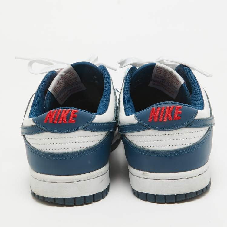 Pre Owned Air Jordans Navy Blue/White Leather Air Jordan i Low Top Sneakers Size 42  