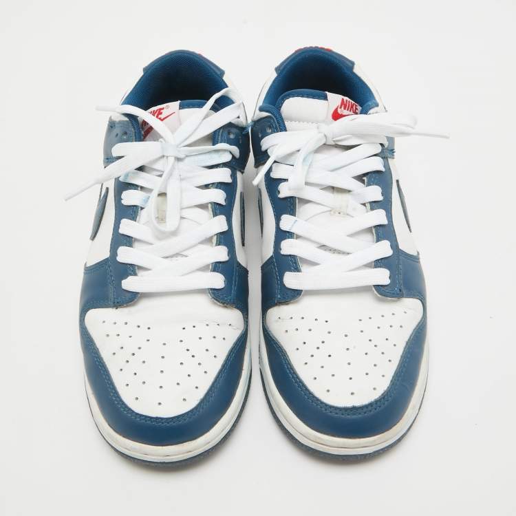 Pre Owned Air Jordans Navy Blue/White Leather Air Jordan i Low Top Sneakers Size 42  