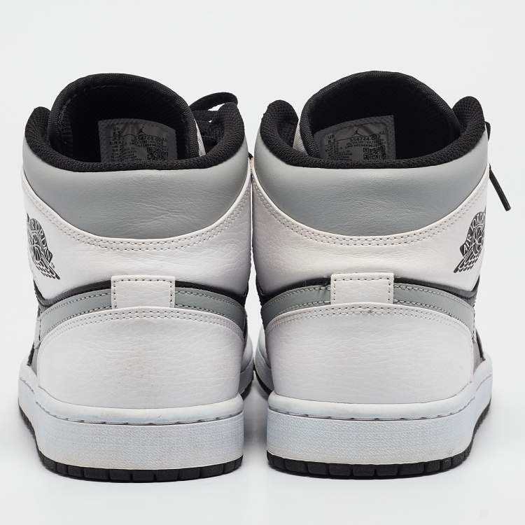 Pre Owned Air Jordans Multicolor Leather Jordan 1 Mid White Shadow Sneakers Size 42