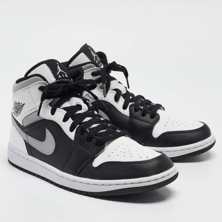 Pre Owned Air Jordans Multicolor Leather Jordan 1 Mid White Shadow Sneakers Size 42