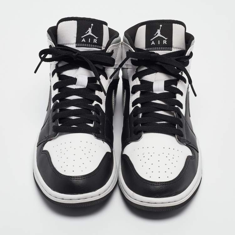 Pre Owned Air Jordans Multicolor Leather Jordan 1 Mid White Shadow Sneakers Size 42