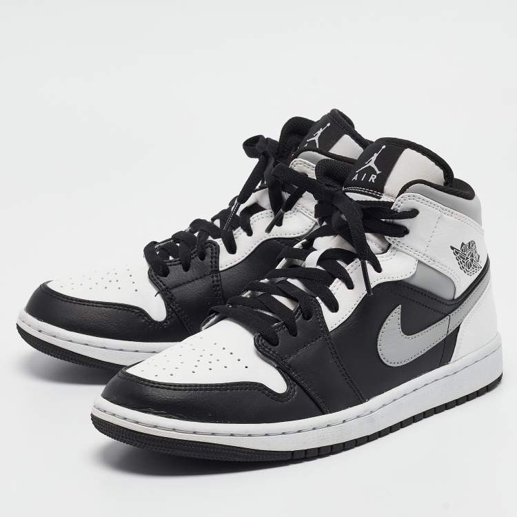 Pre Owned Air Jordans Multicolor Leather Jordan 1 Mid White Shadow Sneakers Size 42