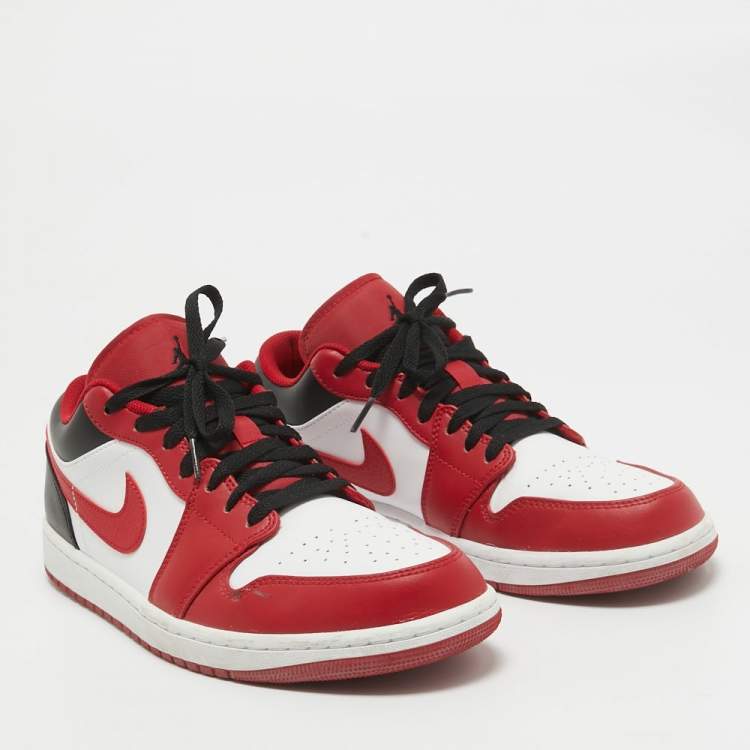 Pre Owned Air Jordans Tricolor Leather Jordan 1 Low Bulls Sneakers Size 45