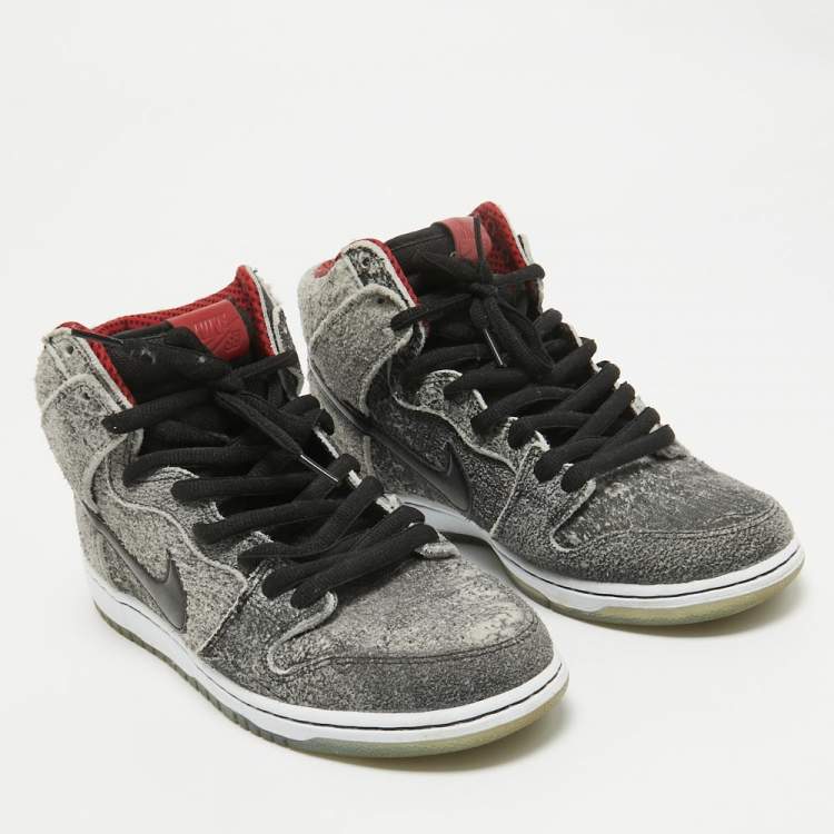 Pre Owned Air Jordans Grey Nubuck Leather High Top Sneakers Size 44