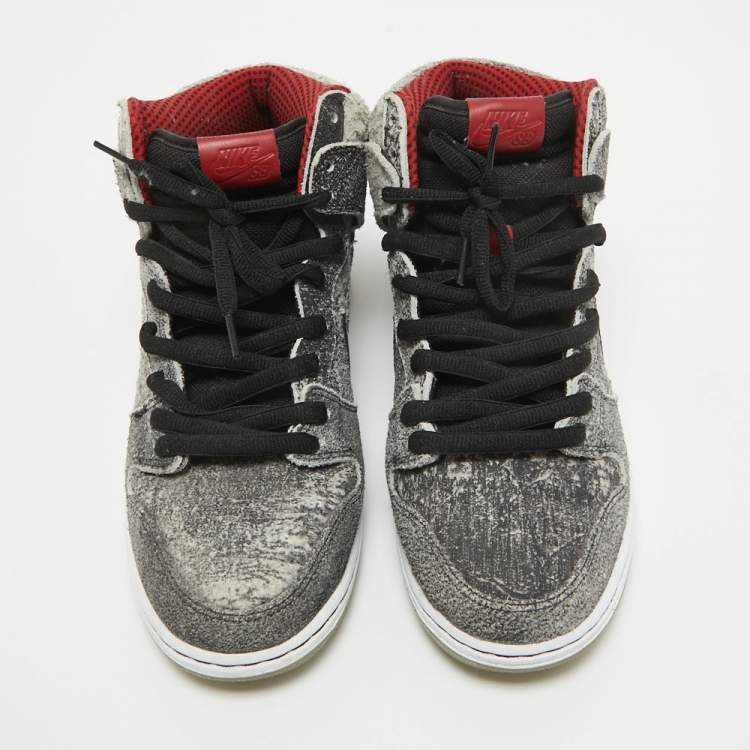 Pre Owned Air Jordans Grey Nubuck Leather High Top Sneakers Size 44