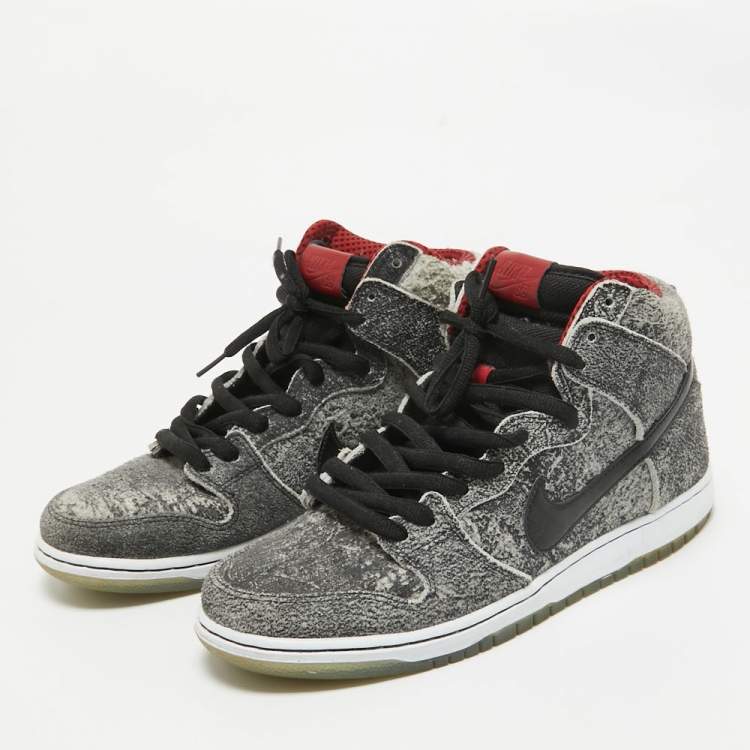 Pre Owned Air Jordans Grey Nubuck Leather High Top Sneakers Size 44
