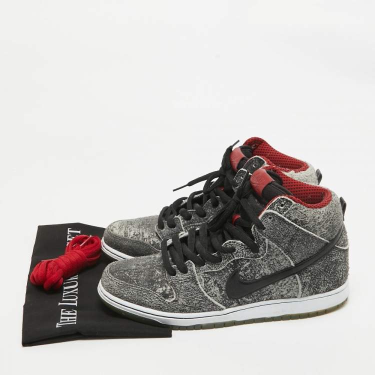 Pre Owned Air Jordans Grey Nubuck Leather High Top Sneakers Size 44
