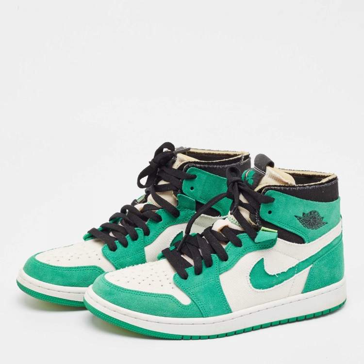 Pre Owned Air Jordans Green Suede and Leather 1 Retro High Zoom Sneakers Size 43