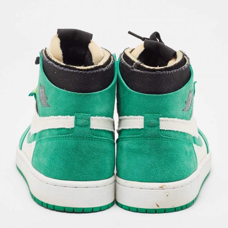 Pre Owned Air Jordans Green Suede and Leather 1 Retro High Zoom Sneakers Size 43