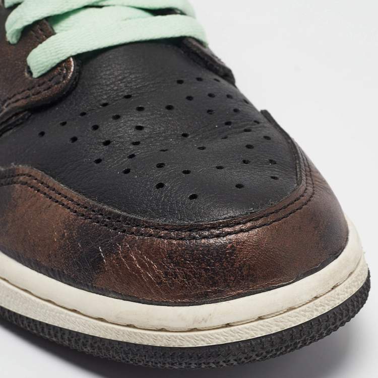 مملوكة مسبقًا Air Jordans Multicolor Leather Jordan 1 Retro High Light Army Rust Shadow Patina Sneakers Size 43