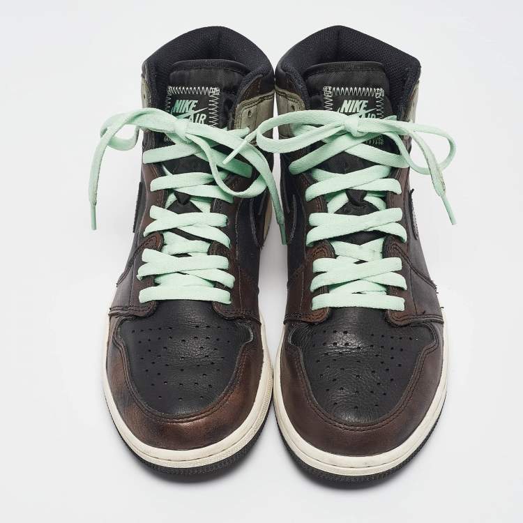 مملوكة مسبقًا Air Jordans Multicolor Leather Jordan 1 Retro High Light Army Rust Shadow Patina Sneakers Size 43
