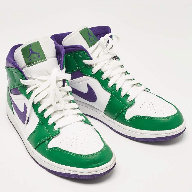 Pre Owned Air Jordans Multicolor Leather Jordan 1 Mid Incredible Hulk Sneakers Size 43