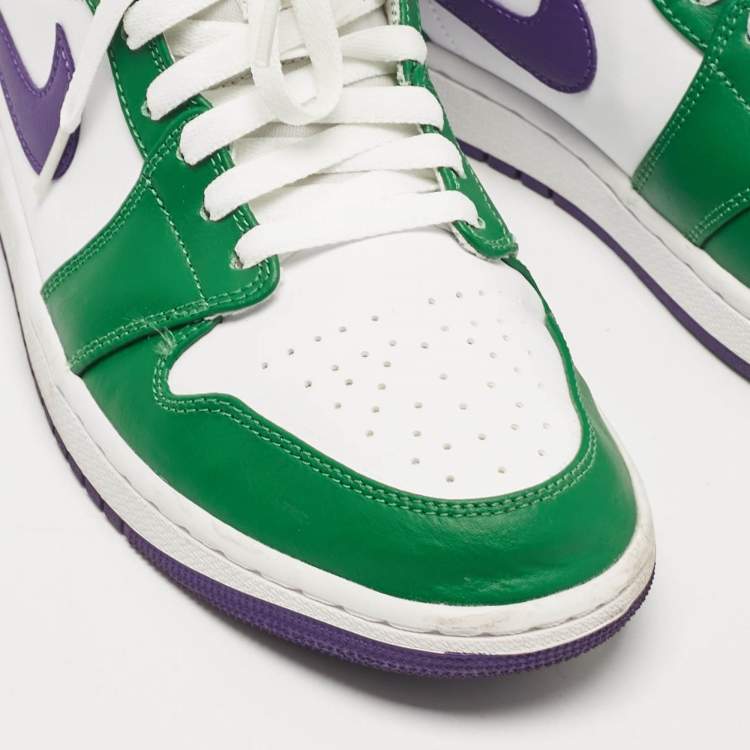 Pre Owned Air Jordans Multicolor Leather Jordan 1 Mid Incredible Hulk Sneakers Size 43