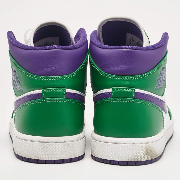 Pre Owned Air Jordans Multicolor Leather Jordan 1 Mid Incredible Hulk Sneakers Size 43