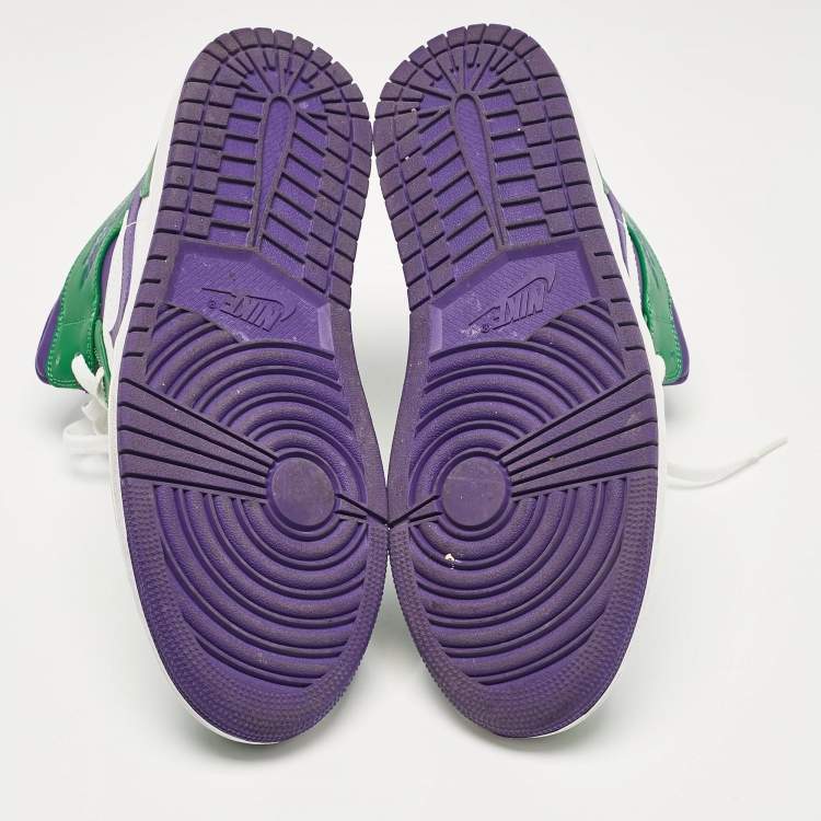 Pre Owned Air Jordans Multicolor Leather Jordan 1 Mid Incredible Hulk Sneakers Size 43