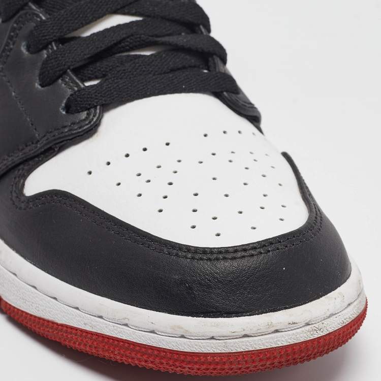 Pre Owned Air Jordans Multicolor Leather Jordan 1 Mid Gym Red Black White Sneakers Size 43
