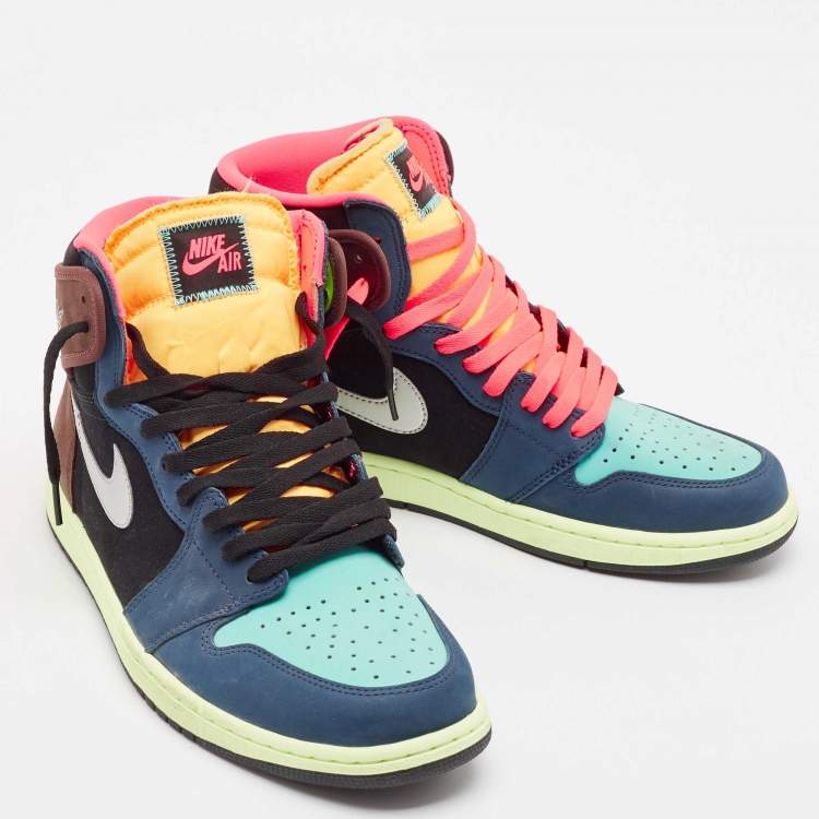 Pre Owned Air Jordans Multicolor Nubuck Leather Jordan 1 Retro High Tokyo Bio Hack Sneakers Size 45.5