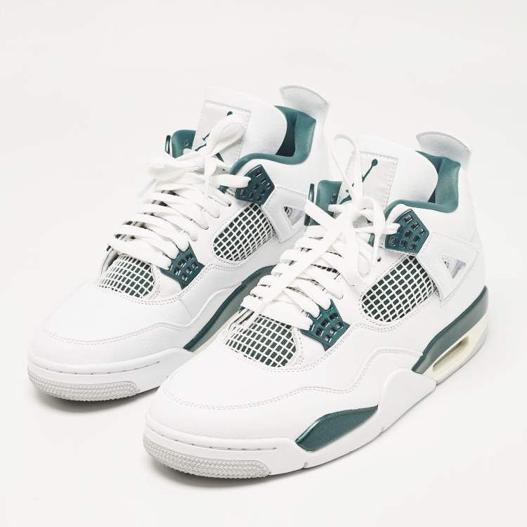 مملوكة مسبقًا Air Jordans White Leather Jordan 4 Retro Oxidized Green Sneakers Size 43