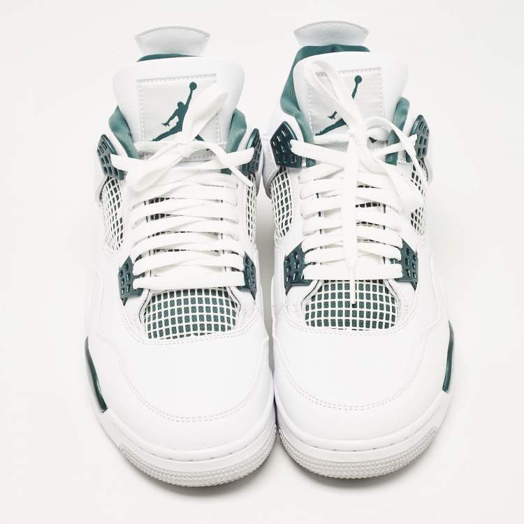 مملوكة مسبقًا Air Jordans White Leather Jordan 4 Retro Oxidized Green Sneakers Size 43