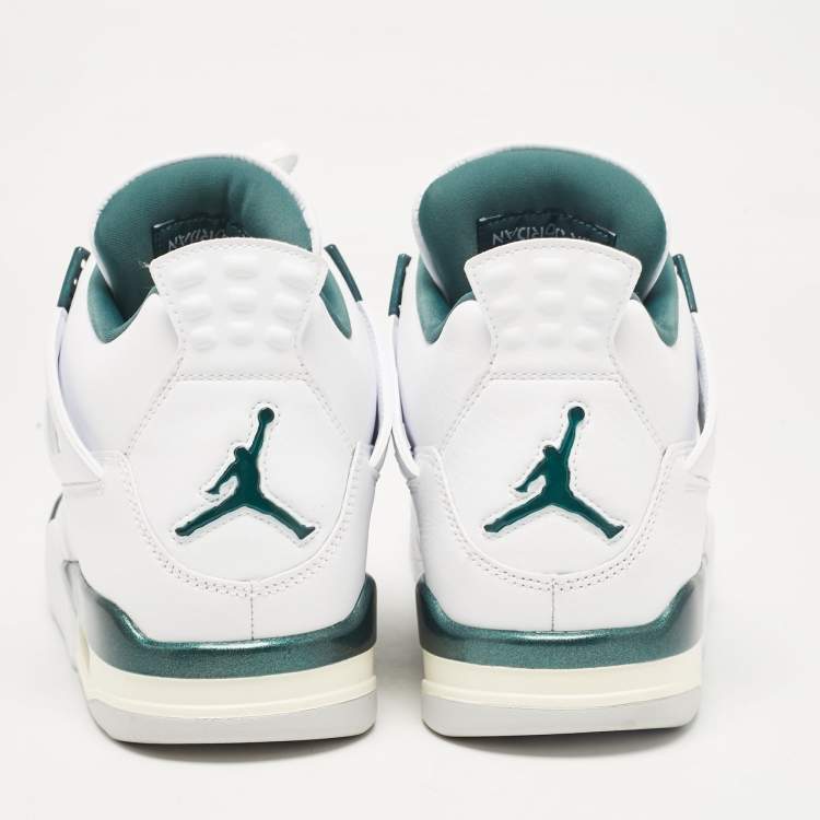 مملوكة مسبقًا Air Jordans White Leather Jordan 4 Retro Oxidized Green Sneakers Size 43