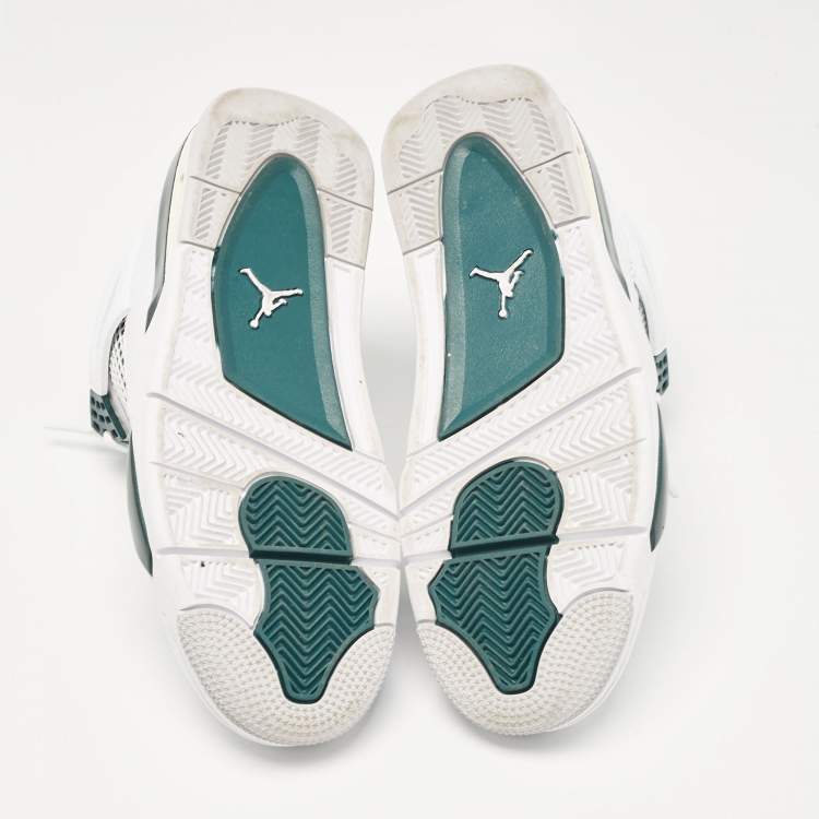 مملوكة مسبقًا Air Jordans White Leather Jordan 4 Retro Oxidized Green Sneakers Size 43