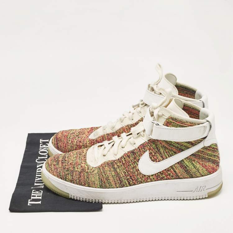 Pre Owned Air Jordans Multicolor Fabric and Leather Air Force High Top Sneakers Size 46