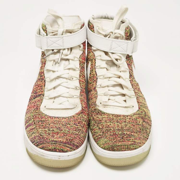 Pre Owned Air Jordans Multicolor Fabric and Leather Air Force High Top Sneakers Size 46