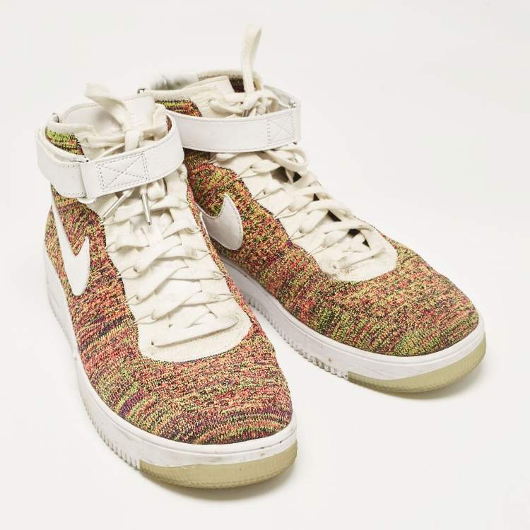 Pre Owned Air Jordans Multicolor Fabric and Leather Air Force High Top Sneakers Size 46