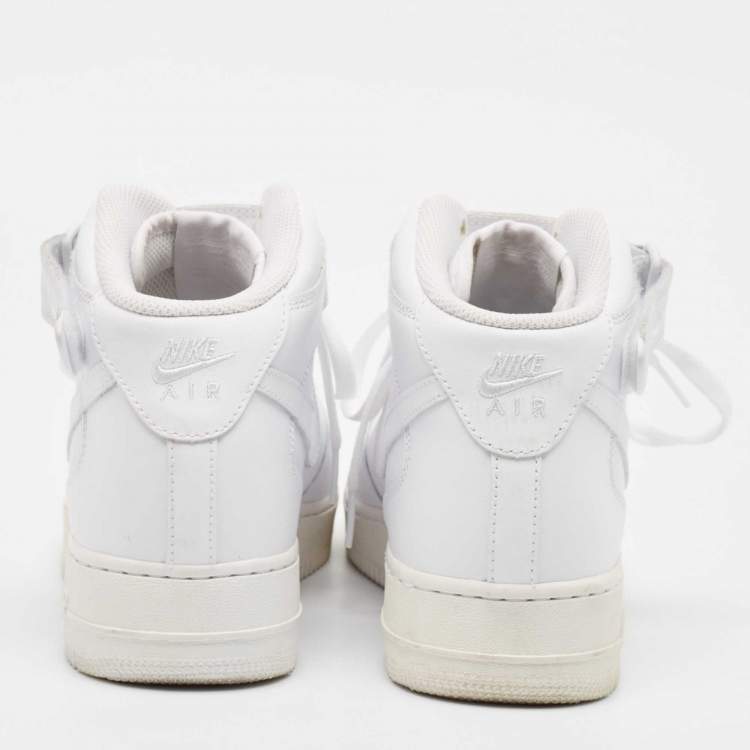Pre Owned Air Jordans White Leather Air Force High Top Sneakers Size 42.5