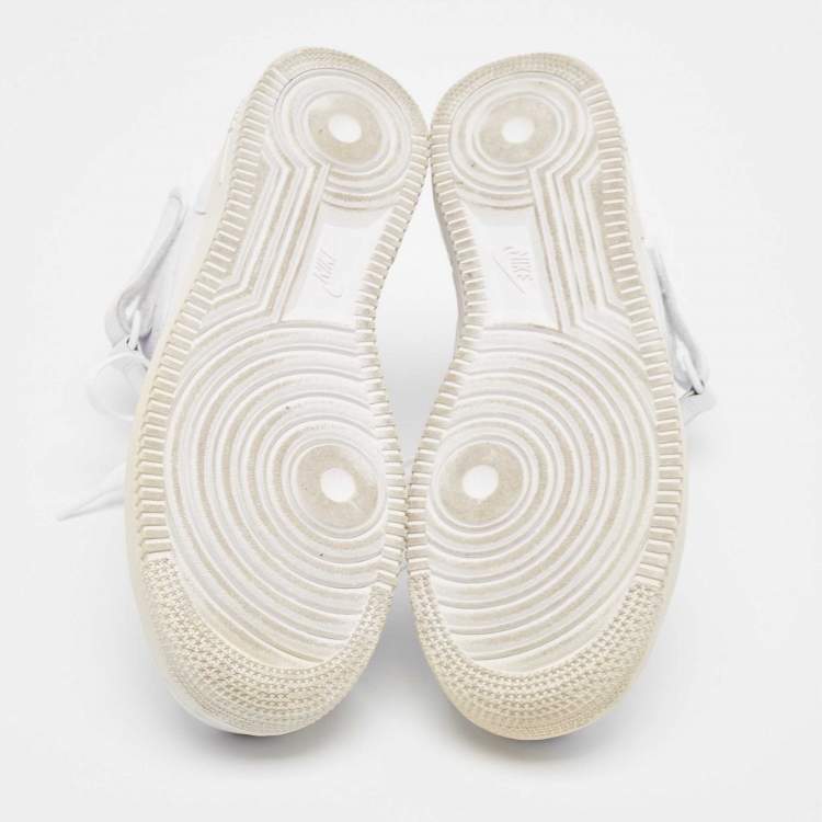 Pre Owned Air Jordans White Leather Air Force High Top Sneakers Size 42.5