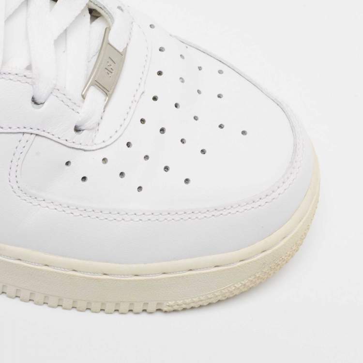Pre Owned Air Jordans White Leather Air Force High Top Sneakers Size 42.5