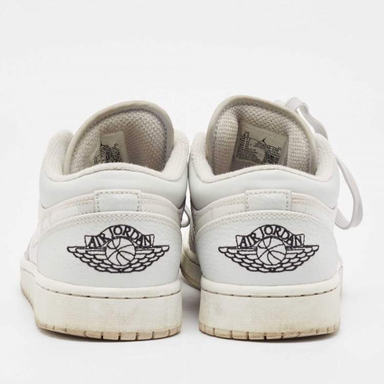 مملوكة مسبقًا Air Jordans Grey Leather Jordan 1 Low White Camo Sneakers Size 42