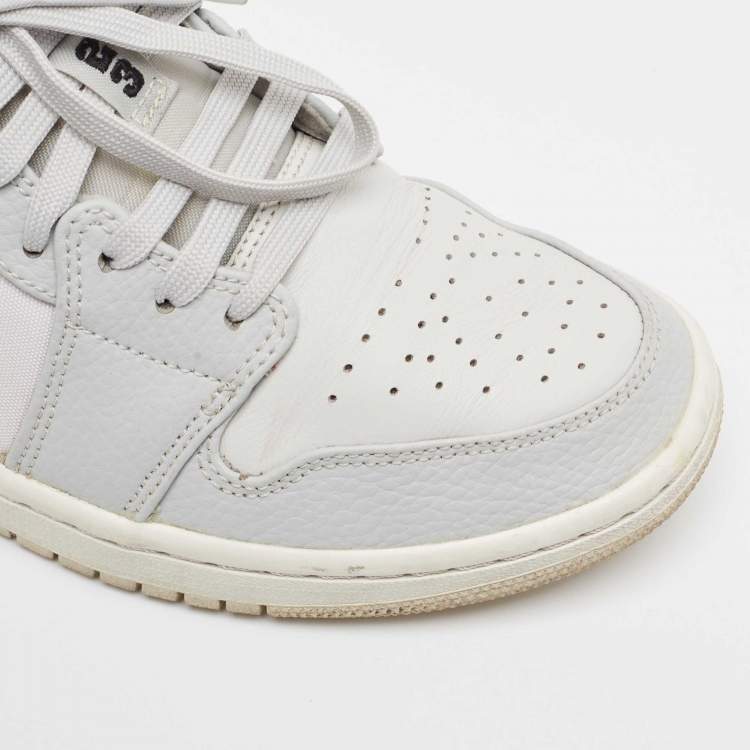 مملوكة مسبقًا Air Jordans Grey Leather Jordan 1 Low White Camo Sneakers Size 42