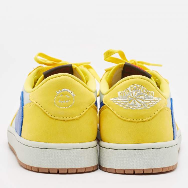 Pre Owned Air Jordans Multicolor Leather Jordan 1 Retro Low OG SP Travis Scott Canary Sneakers Size 46