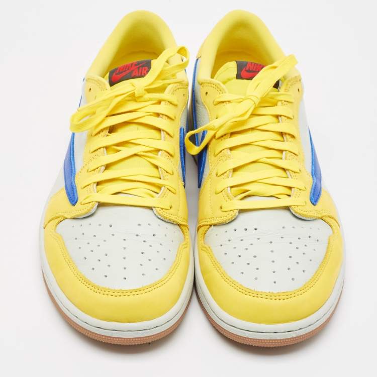 Pre Owned Air Jordans Multicolor Leather Jordan 1 Retro Low OG SP Travis Scott Canary Sneakers Size 46