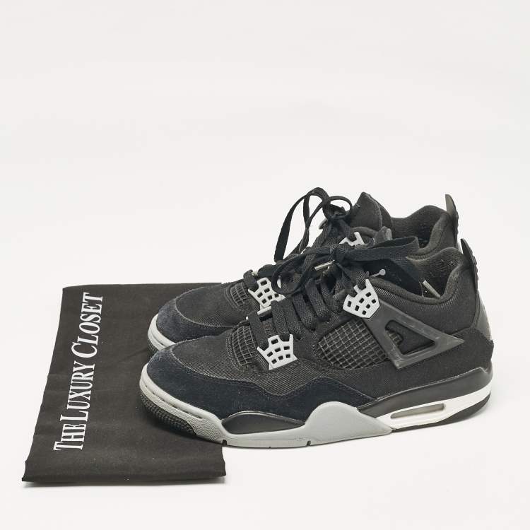 Pre Owned Air Jordans Black Canvas Jordan 4 Retro SE Sneakers Size 41