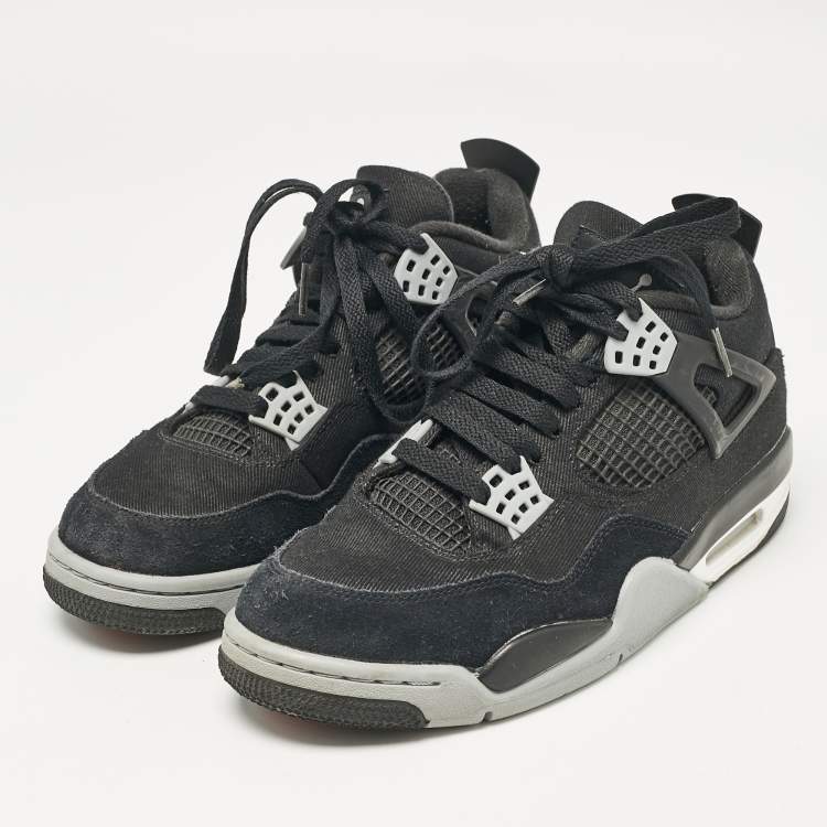 Pre Owned Air Jordans Black Canvas Jordan 4 Retro SE Sneakers Size 41